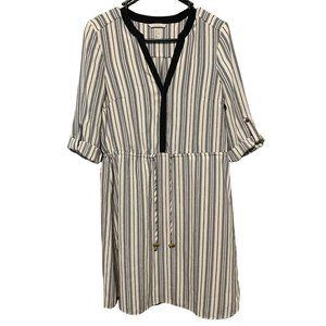 H&M White and Black Striped Shirt Dress